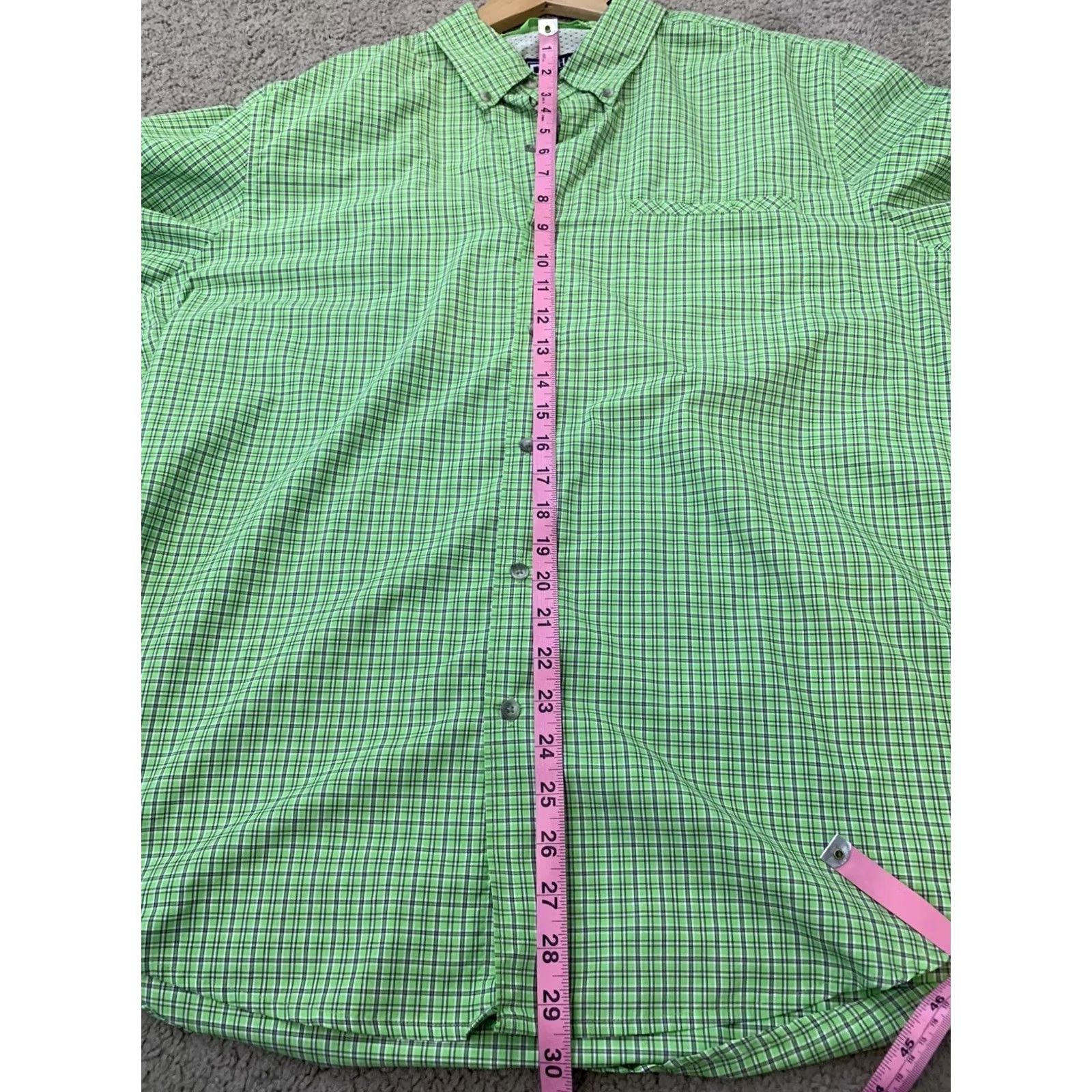 Chaps Chaps Shirt Short Sleeve Button-Front Plaid Green Men Large Polyester Button-Up Size US L / EU 52-54 / 3 - 5 Thumbnail