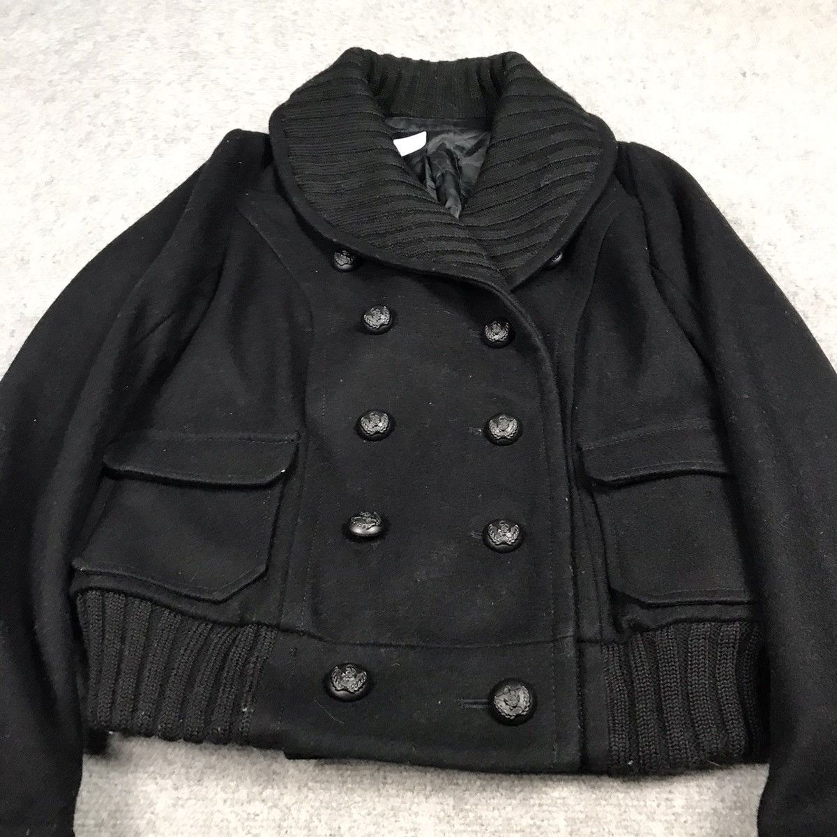 Japanese Brand × MOUSSY MOUSSY BLACK WOOL DOUBLE BREASTED JACKET Size US S / EU 44-46 / 1 - 6 Thumbnail
