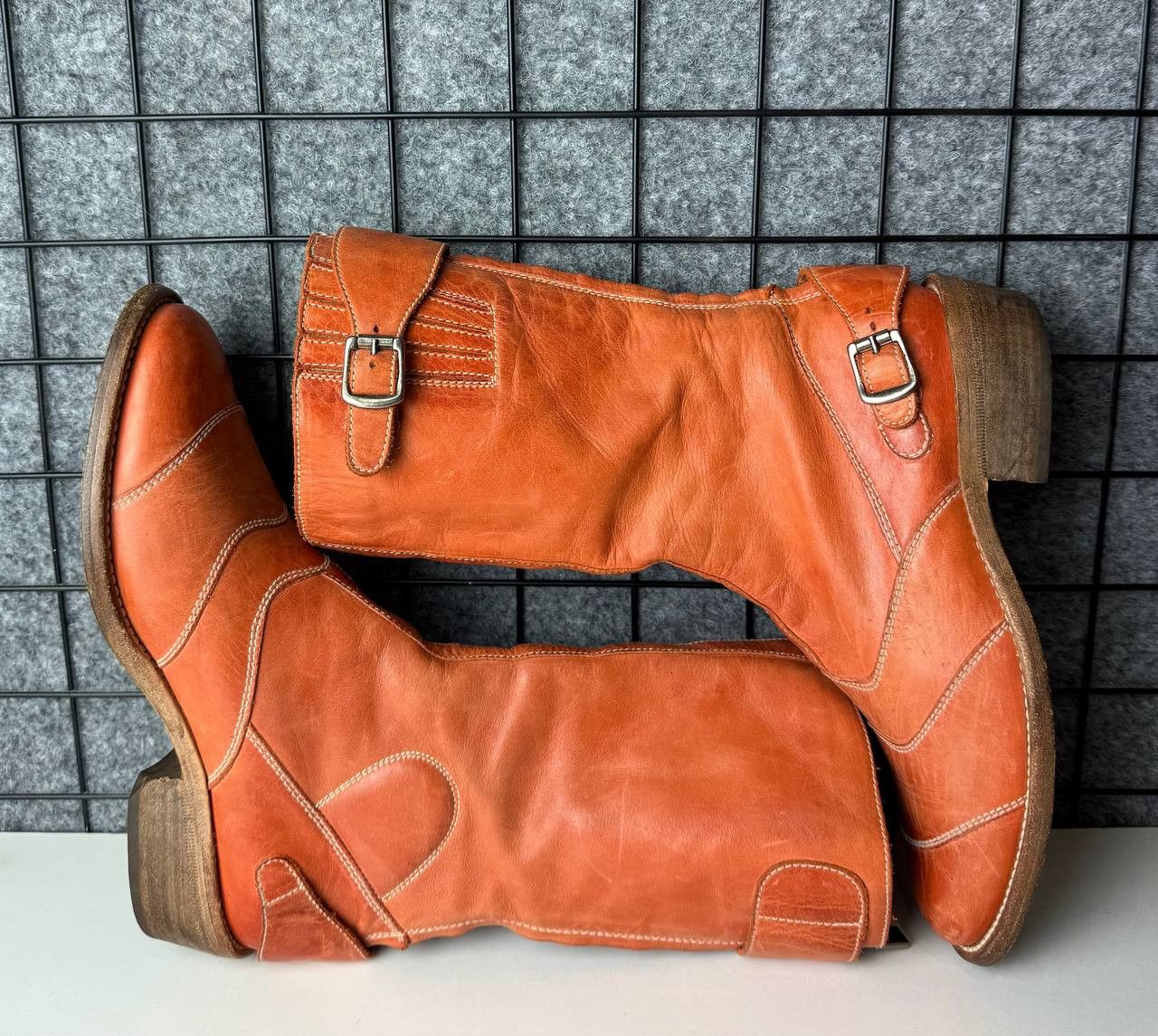 Belstaff Belstaff Roadmaster 1955 Orange Leather Rear Mid-Calf Boots Size US 7 / IT 37 - 4 Thumbnail