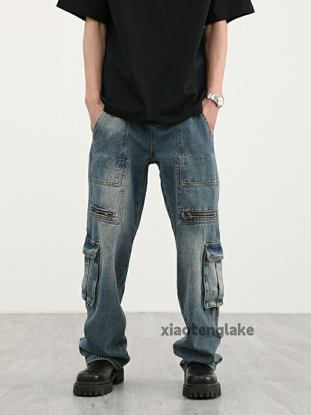 Jean × Vintage washed faded loose baggy skate hiphop cargo pants Size US 30 / EU 46 - 2 Thumbnail