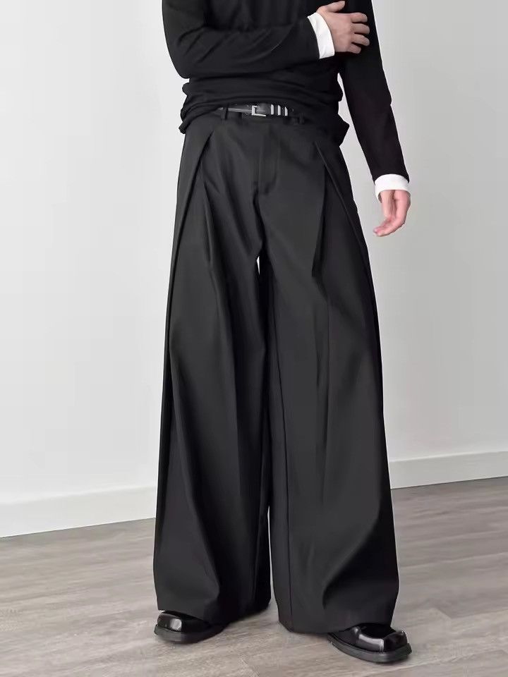 Vintage Black Wide Leg Dress Pants, Pleated Formal Trousers Size US 29 - 10 Thumbnail