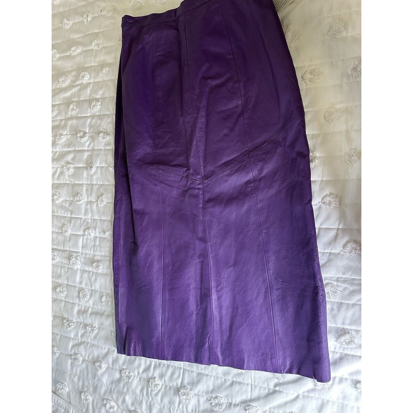 Vintage VTG 80s 90s Leather Woman’s M/L Elastic Waist Skirt Long Pen Size 32" / US 10 / IT 46 - 1 Thumbnail