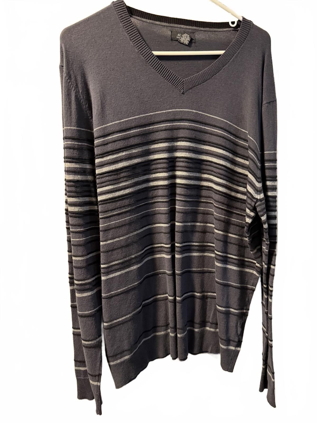 Alfani Alfani Regular Fit Striped V-Neck Sweater Large Size US L / EU 52-54 / 3 - 4 Thumbnail