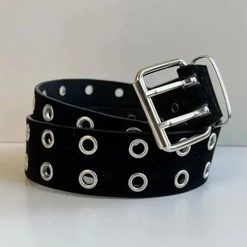 Other y2k 2000s round studded black silver velour grunge emo belt Size ONE SIZE - 6 Thumbnail