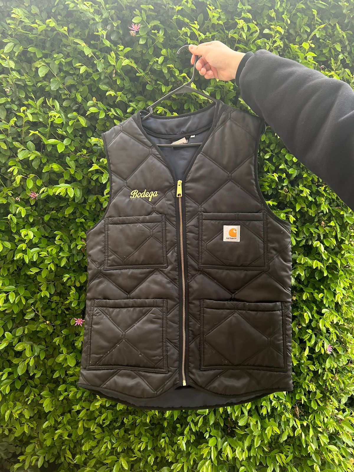 image of Bodega Hard Days Work Quilted Vest in Black, Men's (Size Medium)