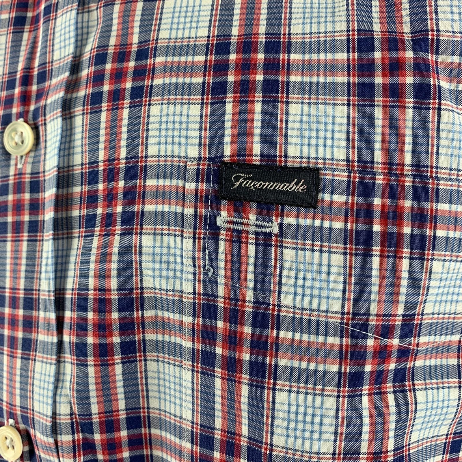 Faconnable FACONNABLE White Blue & Red Checkered Cotton Long Sleeve Size US XL / EU 56 / 4 - 2 Thumbnail