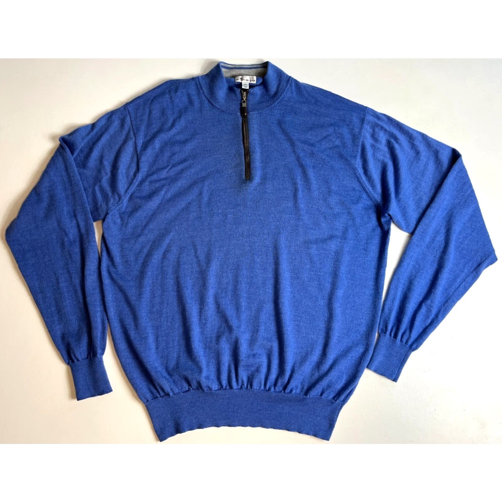 Peter Millar Peter Millar Nappa Trimmed 1/4 Zip Sweater Merino Wool Silk Blue 2XL Mens Size US XXL / EU 58 / 5 - 3 Thumbnail