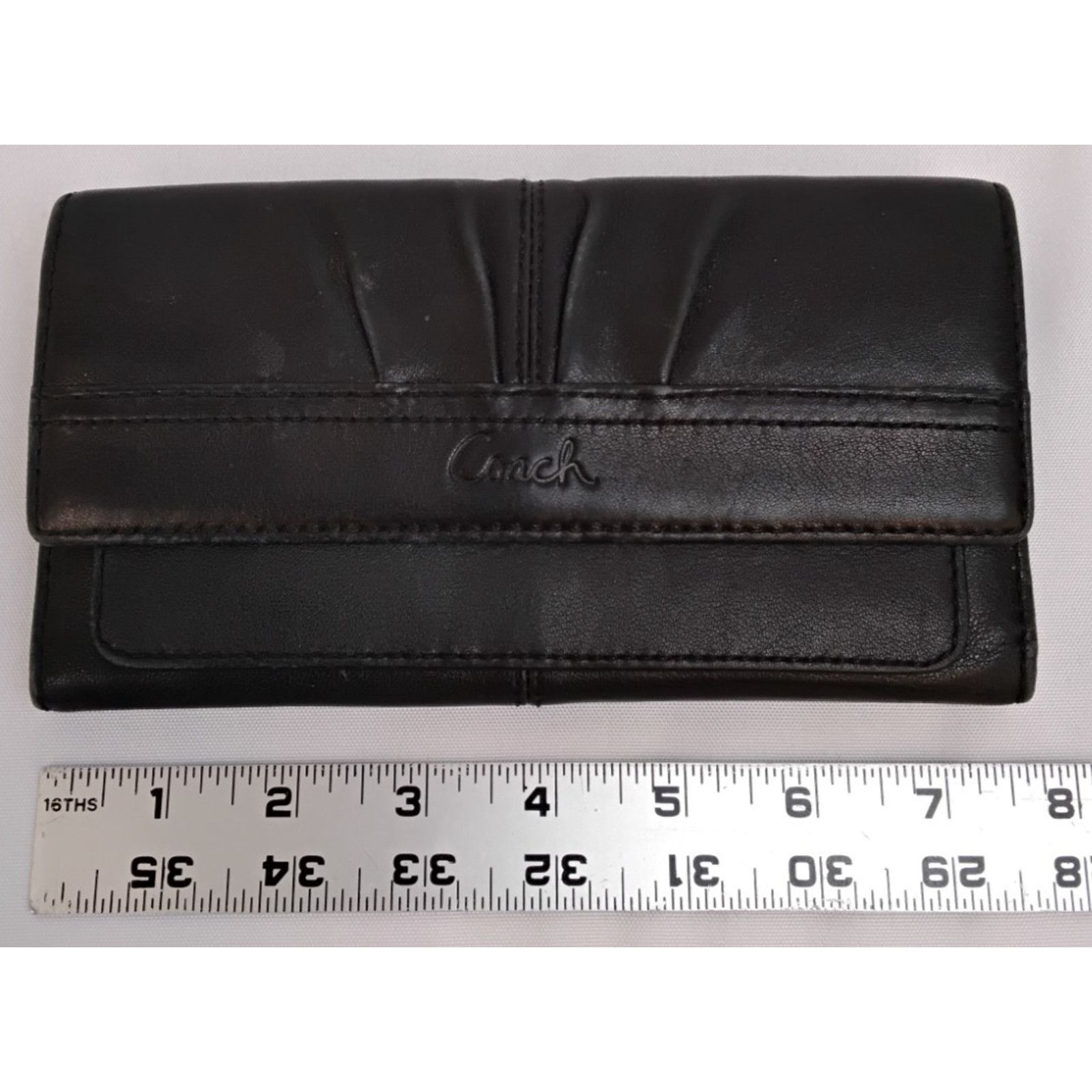 Coach Coach Tri-Fold Black Leather Wallet Envelope Snap VTG 2000s Size ONE SIZE - 12 Thumbnail