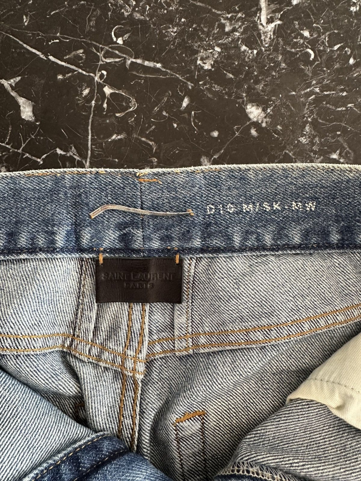 Saint Laurent Paris SS16 D10 Blue Jeans Knee Rip Mid Waist Size US 27 - 9 Thumbnail