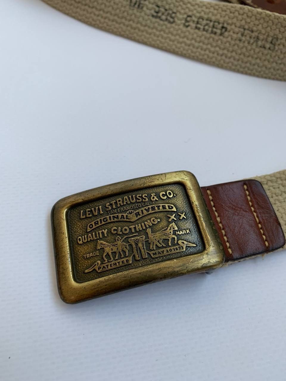 Levi's × Vintage Vintage Levis Belt Made in Canada 80s 90s Brown Buckle Metal Size 30 - 4 Thumbnail