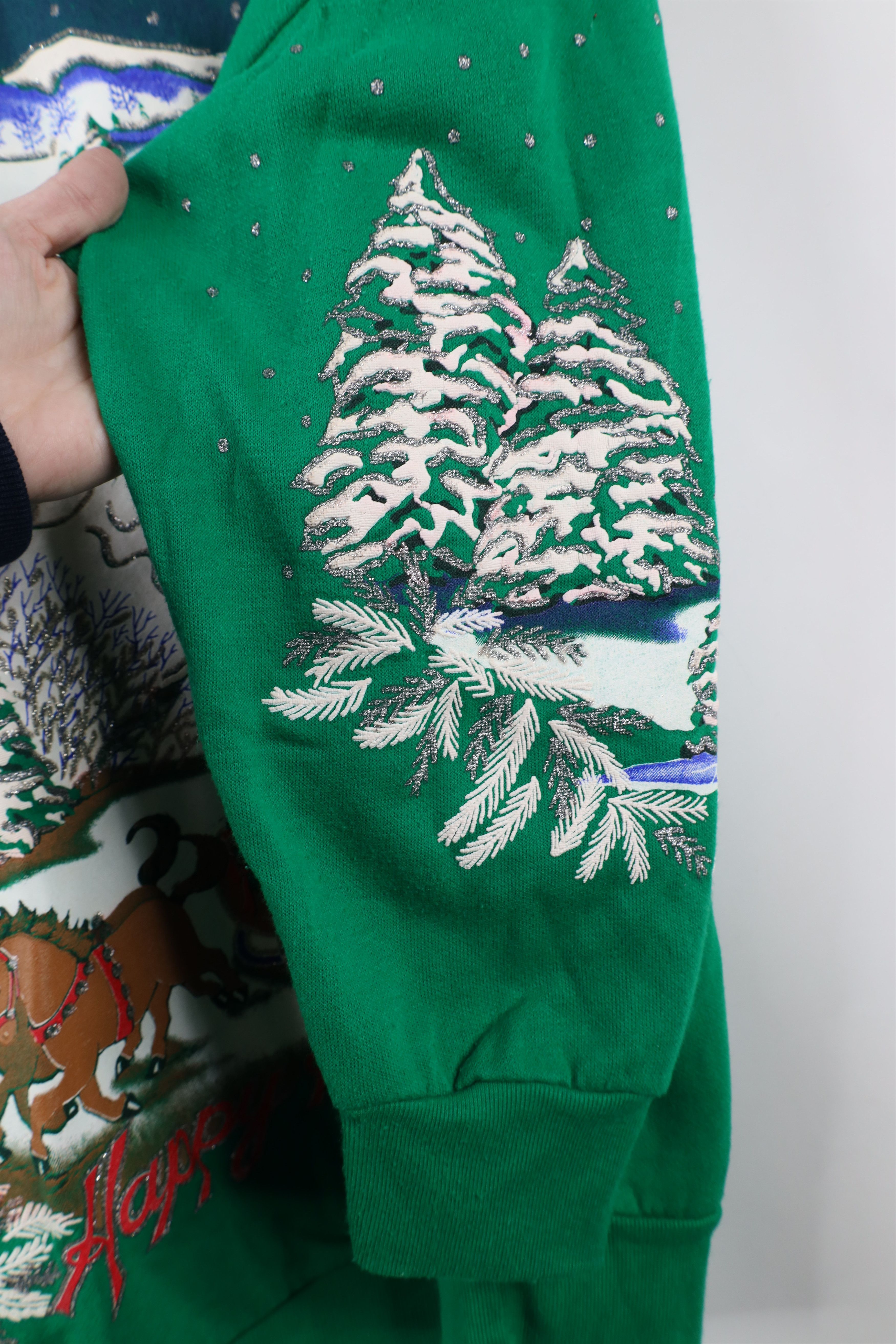 Vintage Vintage 90s Streetwear All Over Print Sweatshirt Green USA Size XL / US 12-14 / IT 48-50 - 9 Thumbnail