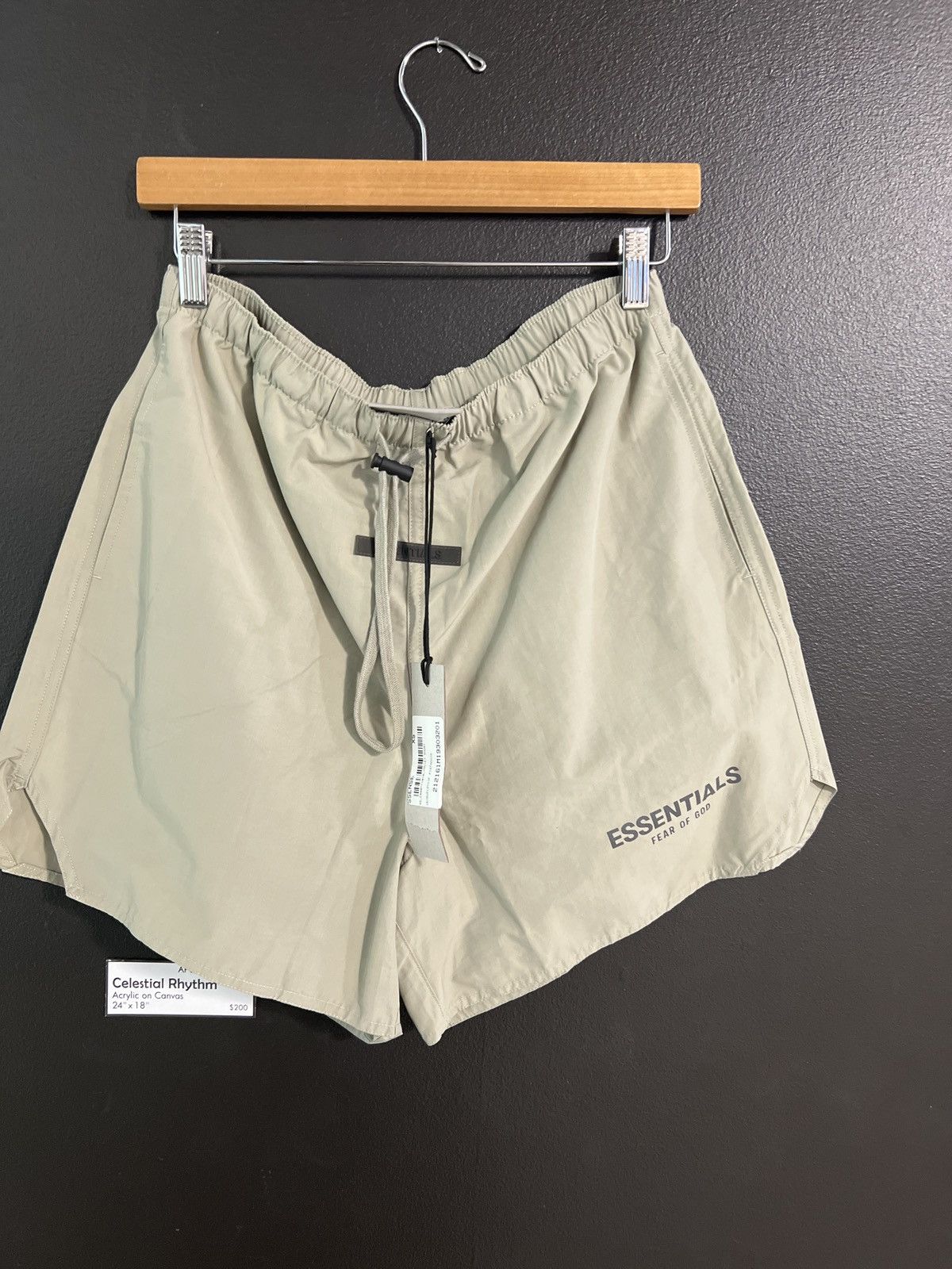 image of Essentials Pistachio Volley Shorts in Grey, Men's (Size 26)