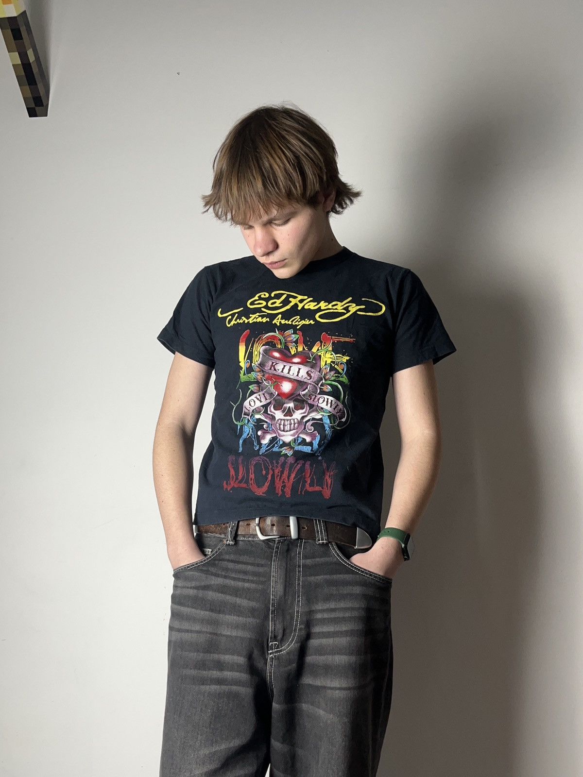 Ed Hardy 🔥00’S ED HARDY CROPPED BOXY FULL PRINTED T SHIRT 00’S TEE Size US M / EU 48-50 / 2 - 7 Thumbnail