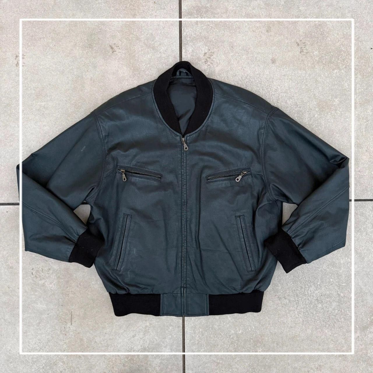Vintage Vintage 90s Real Leather Jacket Retro Biker Black Boxy Size US M / EU 48-50 / 2 - 1 Thumbnail