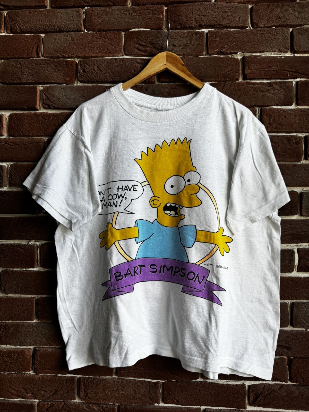 Cartoon Network Vintage 1990 Bart Simpson Don’t Have a Cow Tee Cartoon Movie Size US L / EU 52-54 / 3 - 1 Thumbnail