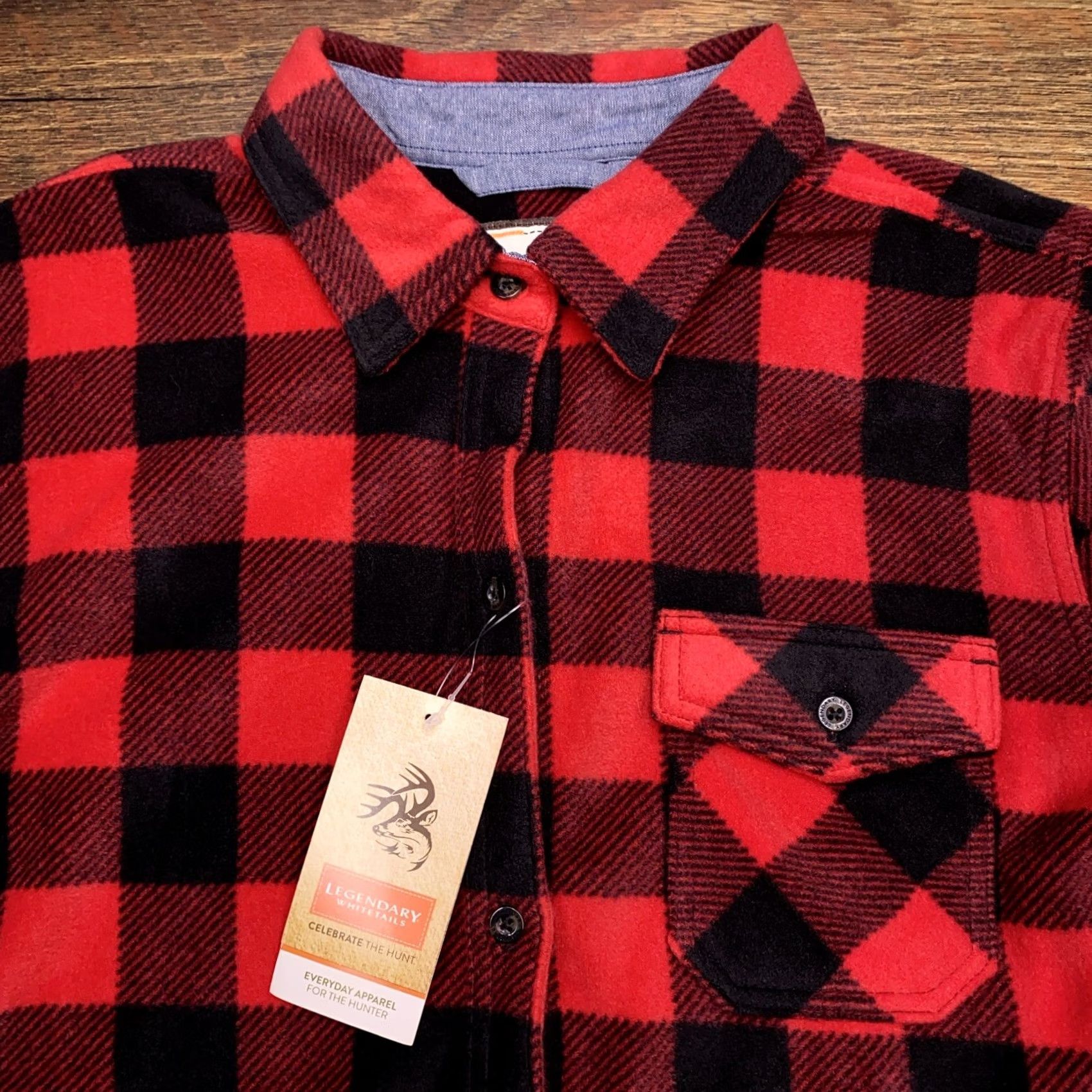 FRED Red Legendary Whitetails Trail Guide Fleece Shirt Womens M Plaid Button-Up Casual Sleeve Pocket Wool? [Error: product material not wool] Size M / US 6-8 / IT 42-44 - 4 Thumbnail