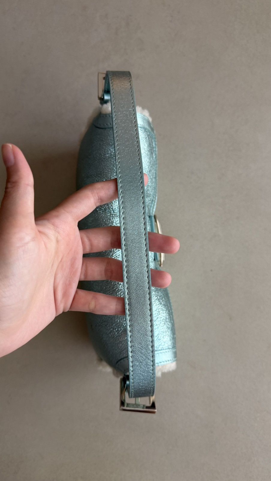 Fendi Fendi Blue Metallic Baguette Bag Size ONE SIZE - 3 Thumbnail