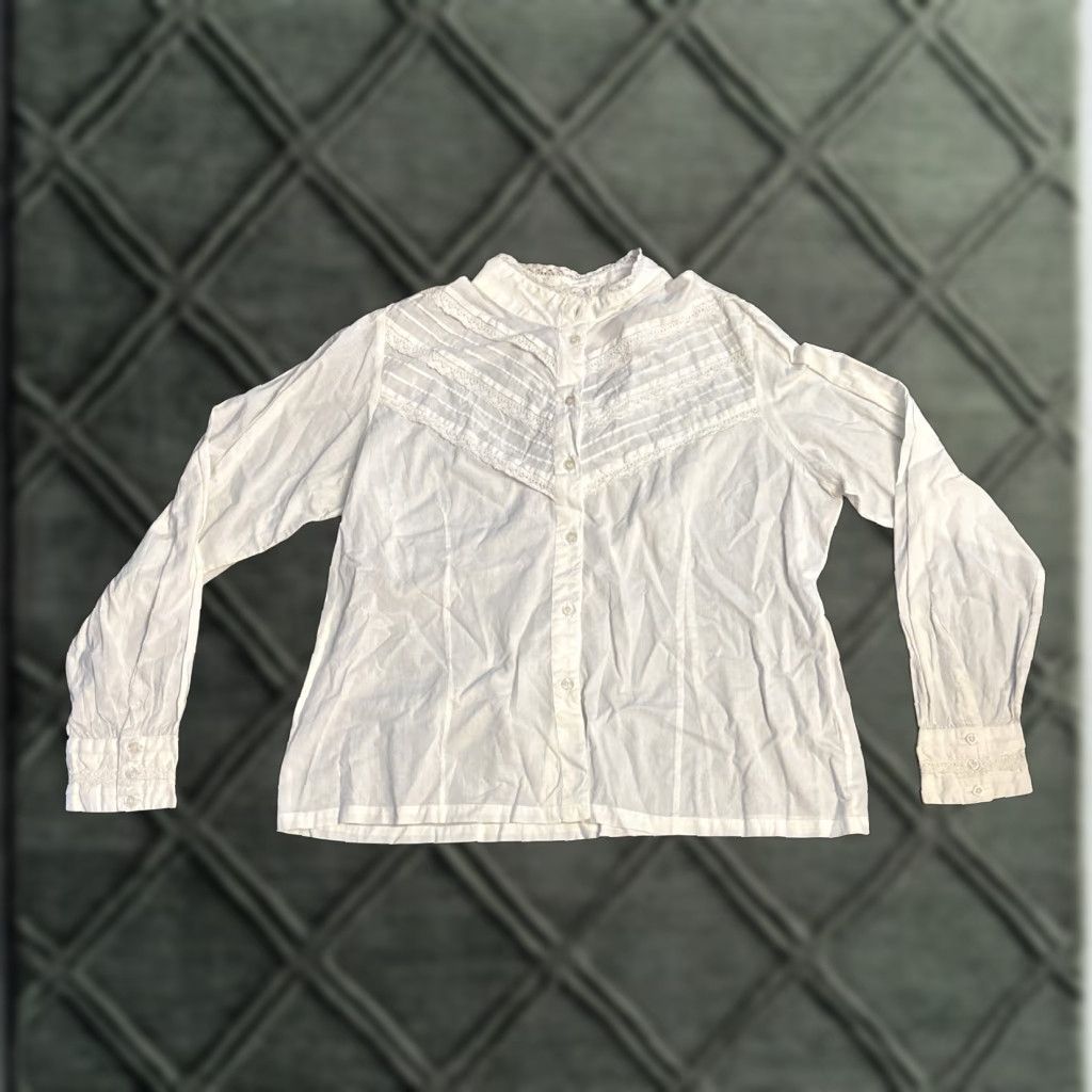 Vintage VINTAGE White Stag Blouse Women's Shirt Top XL White Lace Button Cuff Sleeve 2198 Size XL / US 12-14 / IT 48-50 - 1 Thumbnail