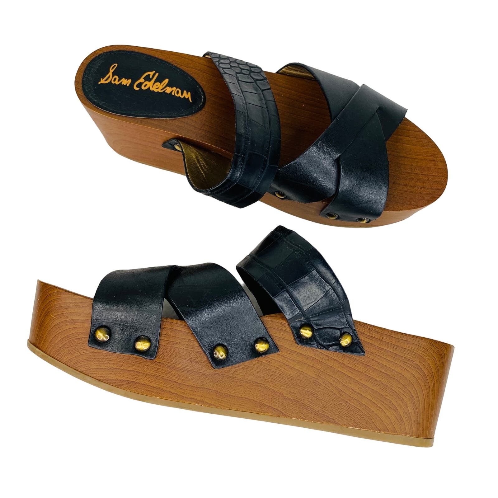 Other Sam Edelman Sandals Bane 7.5M Black Platform Leather Slide Size US 7.5 / IT 37.5 - 2 Thumbnail