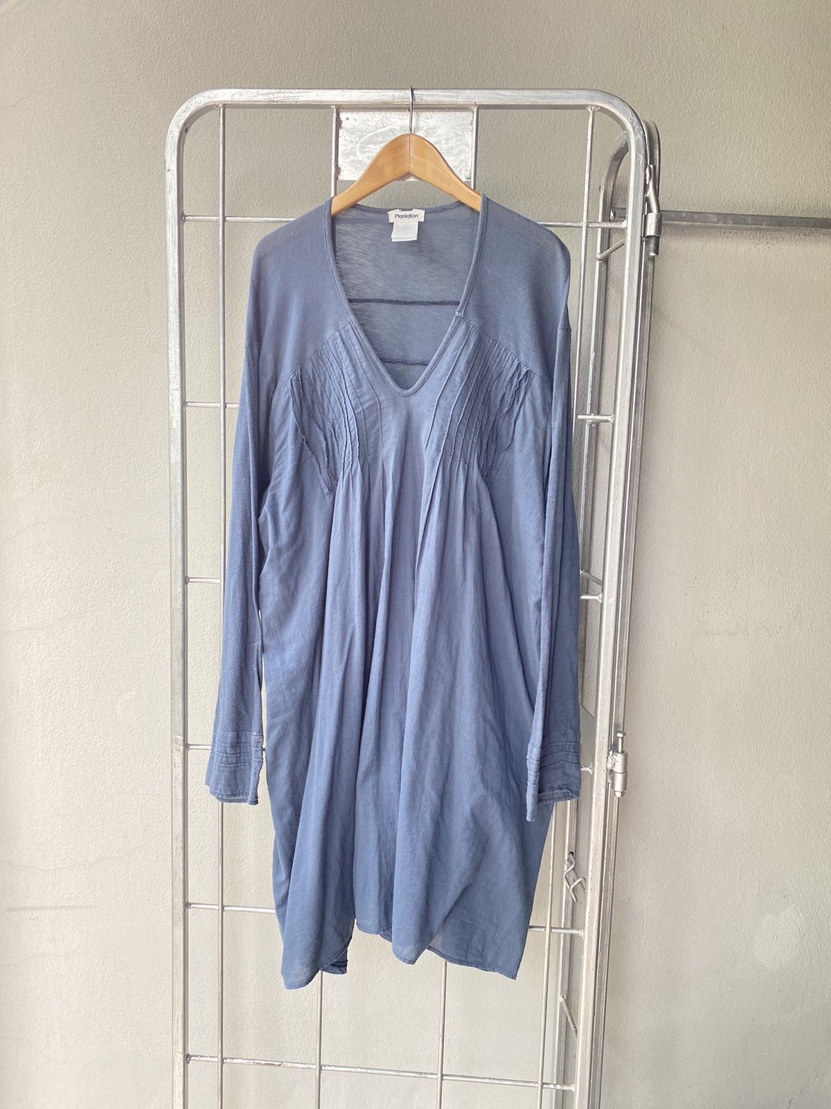 Issey Miyake Plantation Blue Pintuck Dress Size ONE SIZE - 18 Thumbnail