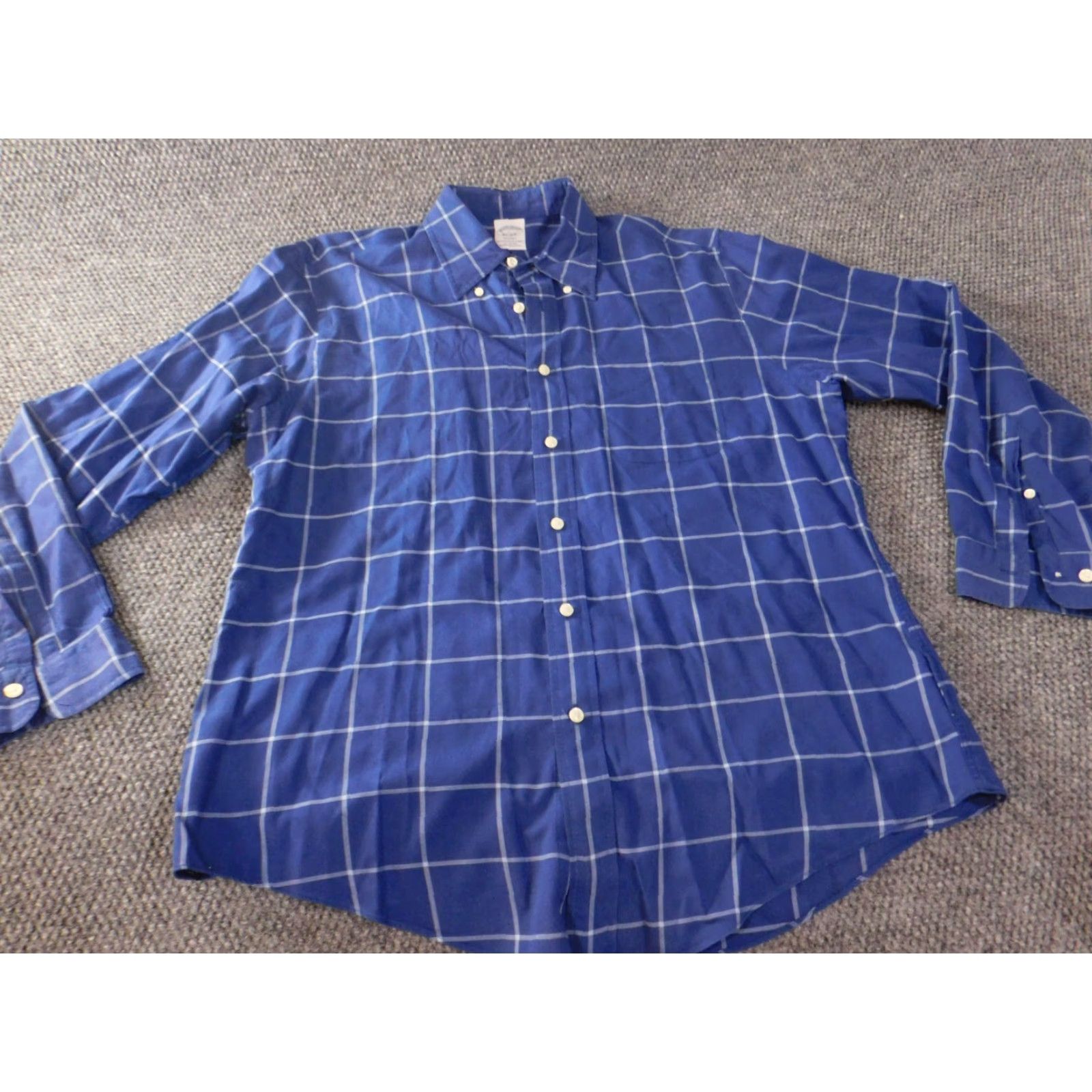Brooks Brothers Brooks Brothers Mens Shirt L Blue 1818 Regent Button-Down Plaid Cotton Knit Long Sleeve Collared Regular Classic Polo Vintage: No Size US L / EU 52-54 / 3 - 6 Thumbnail