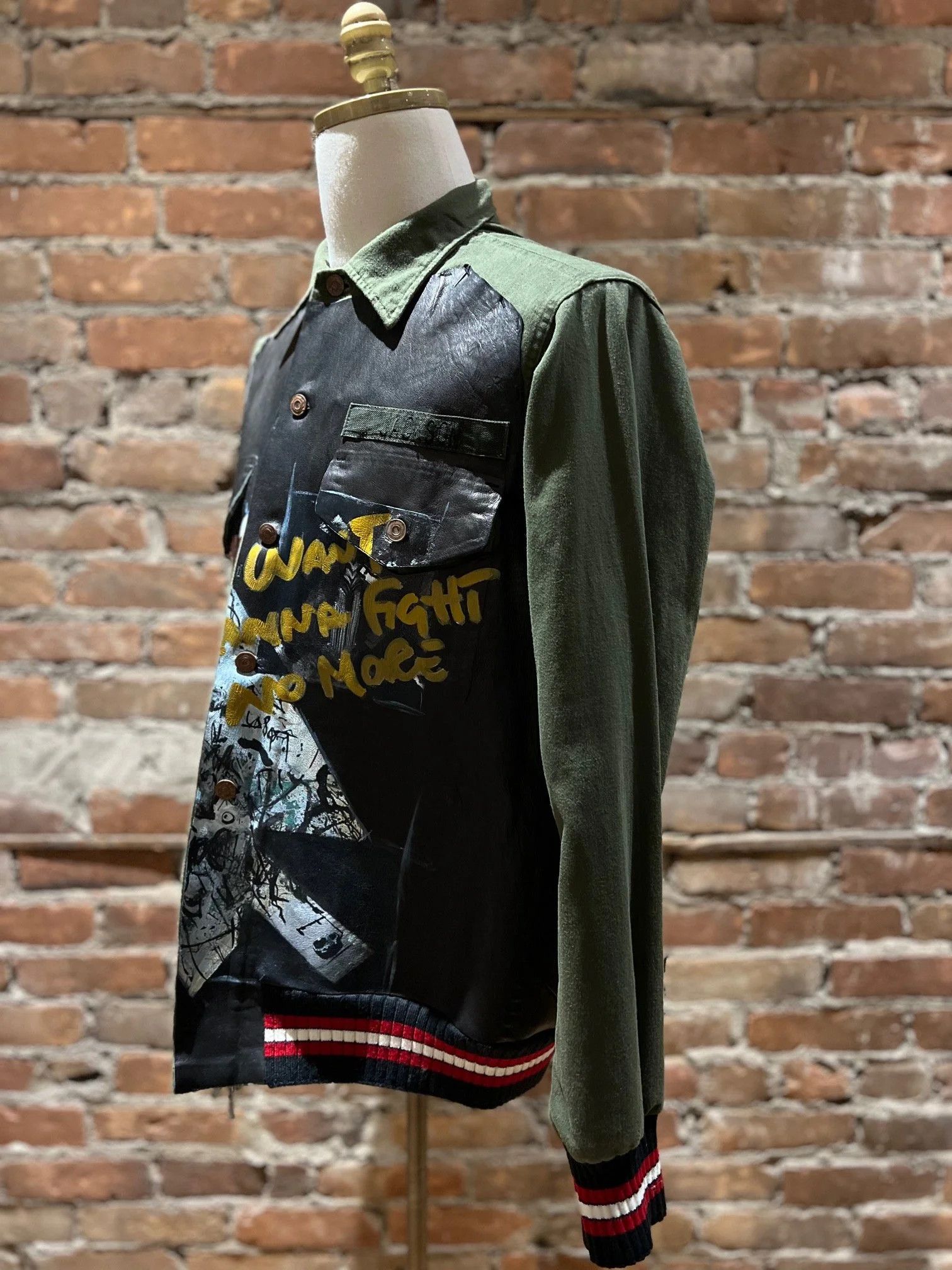 PIHAKAPI Pihakapi “Wanna Fight No More” Mixed-Leather & Wool Jacket Size US M / EU 48-50 / 2 - 6 Thumbnail