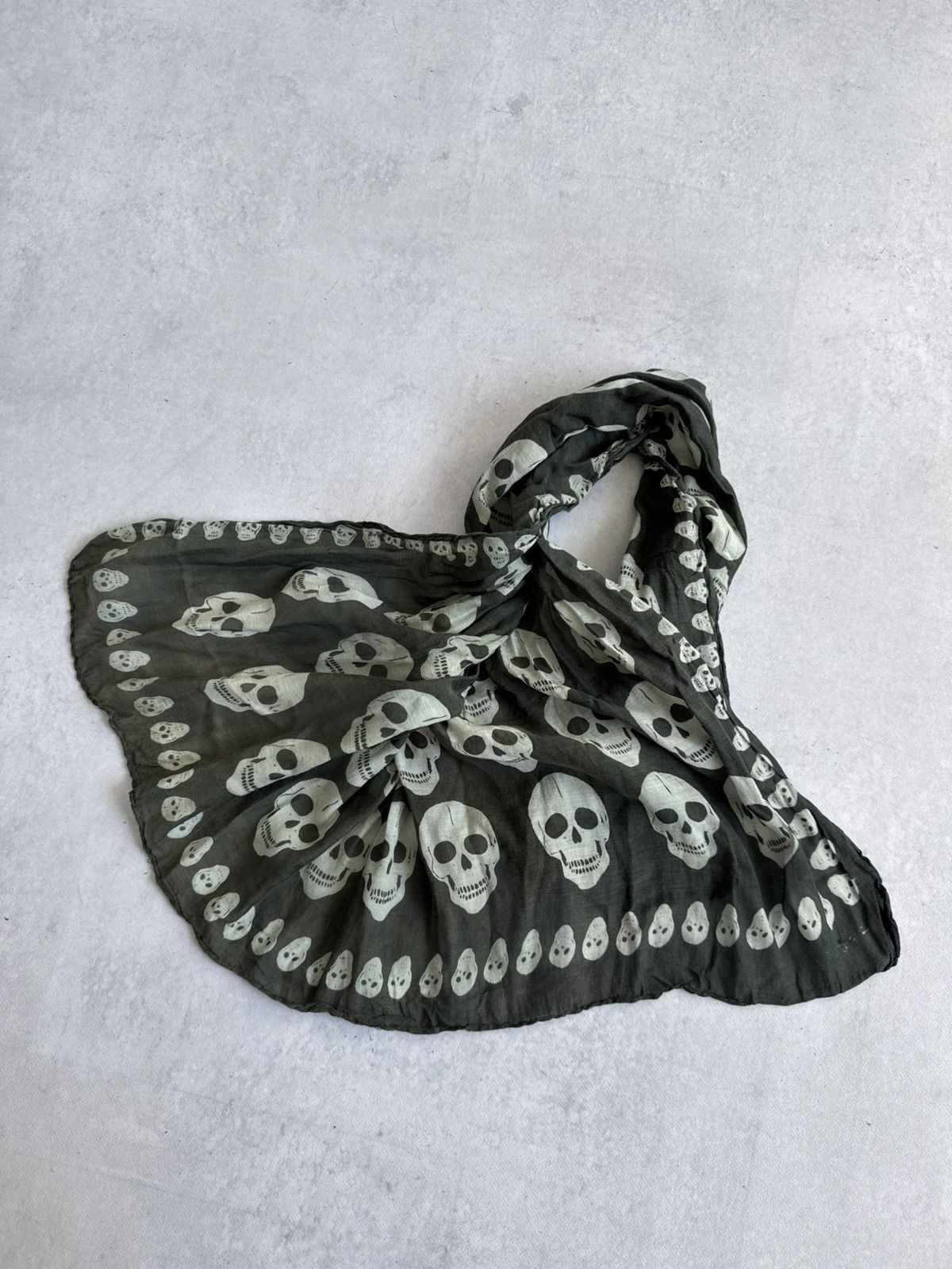 Other Vintage Alexandro McQueen Style Skull Overprint Distressed Size ONE SIZE - 2 Thumbnail