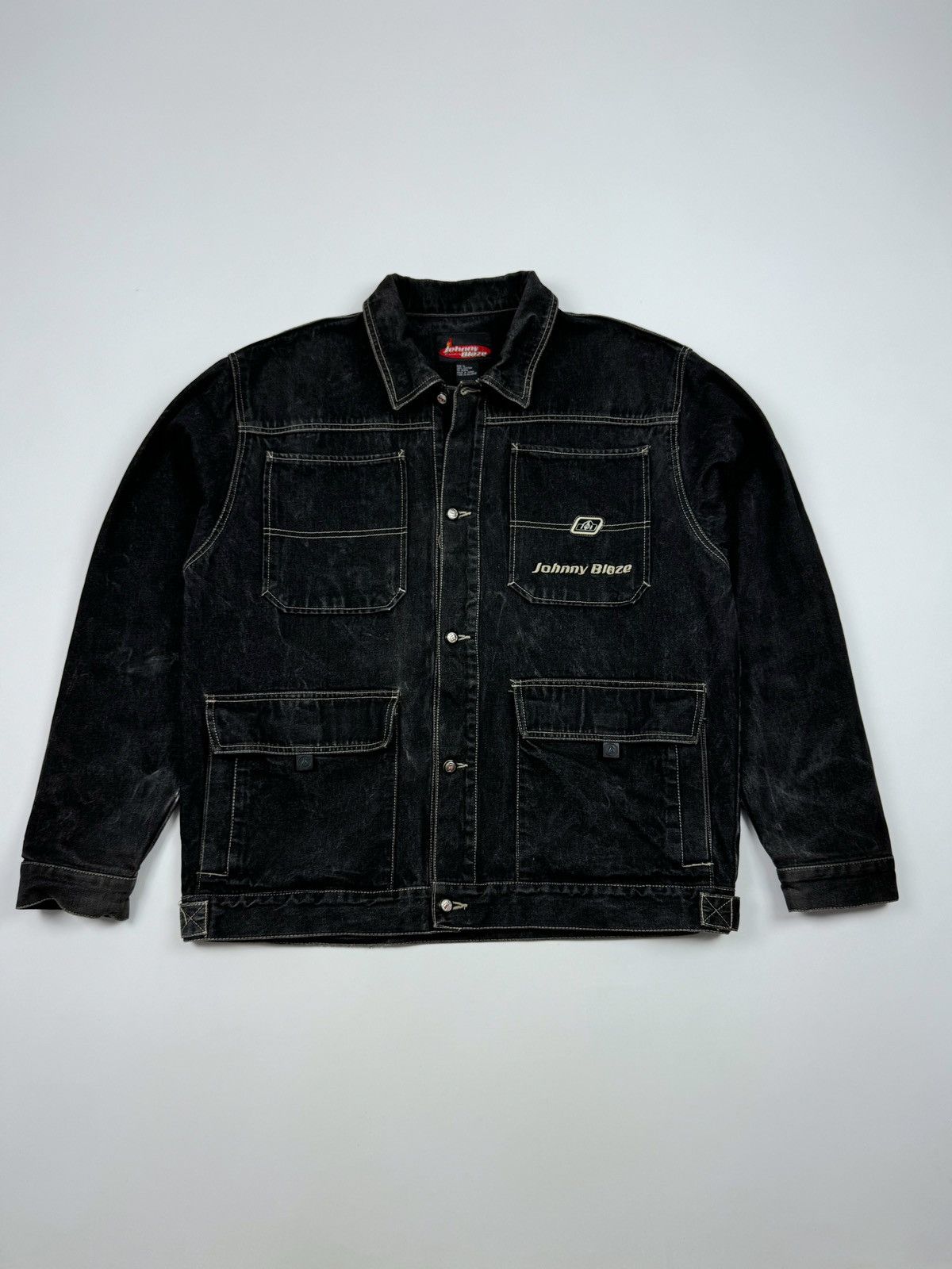 Vintage 1990’s Vintage Johnny Blaze Hip-Hop Washed Denim Jacket Size US XL / EU 56 / 4 - 1 Thumbnail