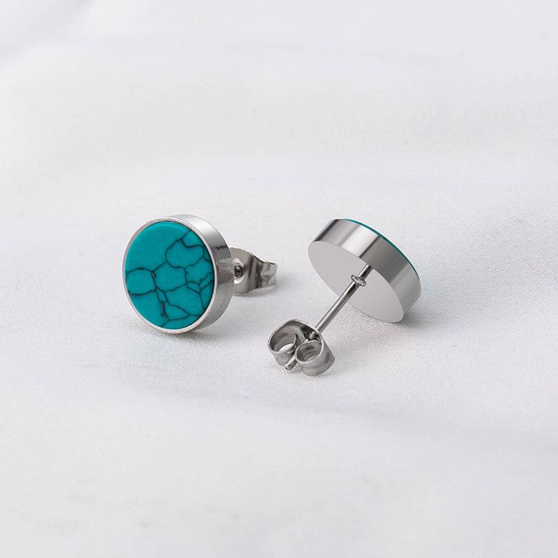Jewelry Turquoise Stone Vibe Earrings One Pairs Chrome Jewelry Size ONE SIZE - 2 Thumbnail