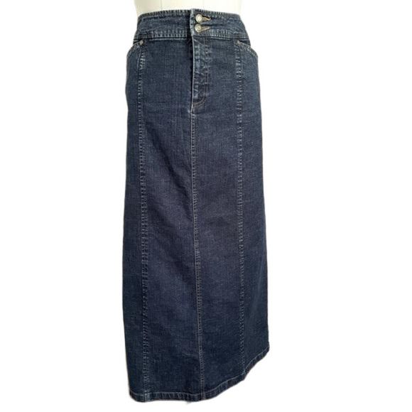 Vintage Vintage Maxi Denim Jean Skirt - 10, LONG BACK SLIT! Size 32" / US 10 / IT 46 - 8 Thumbnail