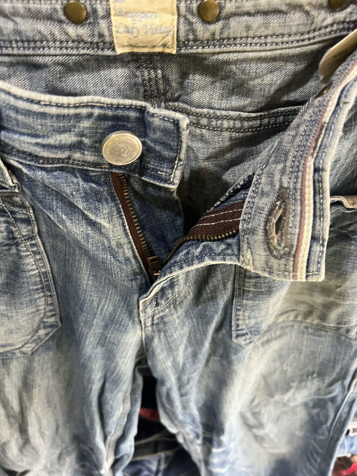Japanese Brand 🔥Union Made Brappers Lady Vintage Flared Denim Size 27" / US 4 / IT 40 - 11 Thumbnail