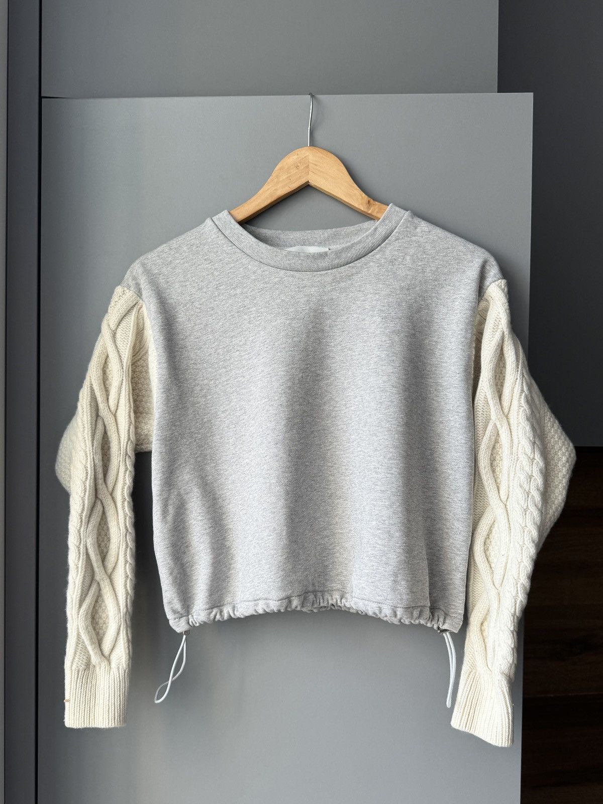3.1 Phillip Lim 3.1 Philip Lim French Terry Grey Knitted Sleeve Sweatshirt Size XS / US 0-2 / IT 36-38 - 1 Thumbnail