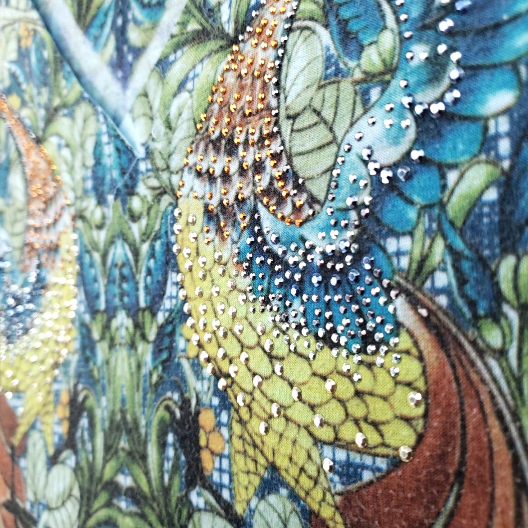 Vintage B.L.E.U Top Womens 1X Plus Blue Floral V Neck Embellished Short Sleeve USA Boho Y2K Blouse Size XL / US 12-14 / IT 48-50 - 3 Thumbnail