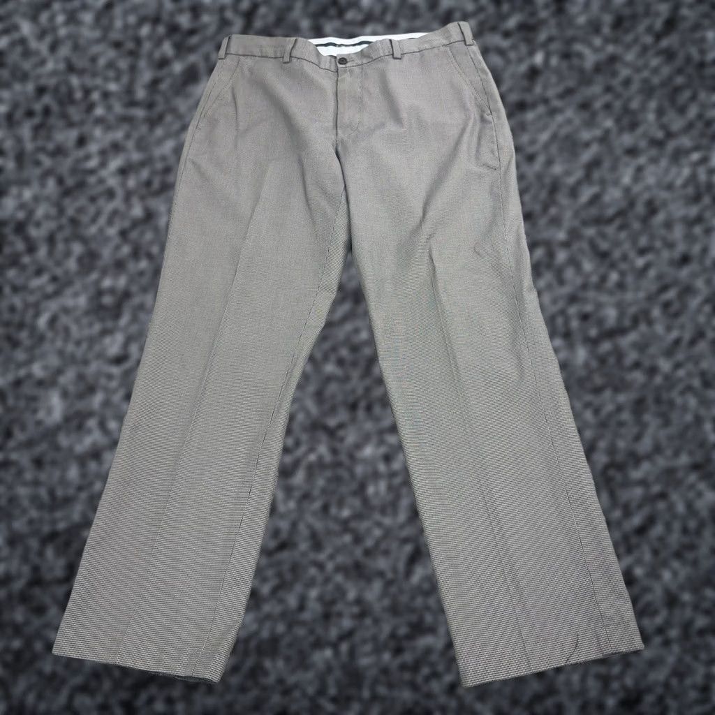 Brooks Brothers Brooks Brothers Advantage Chino Pants Men 35x30 Grey Cotton Clark Fit Preppy Micro Houndstooth Size US 35 - 1 Thumbnail