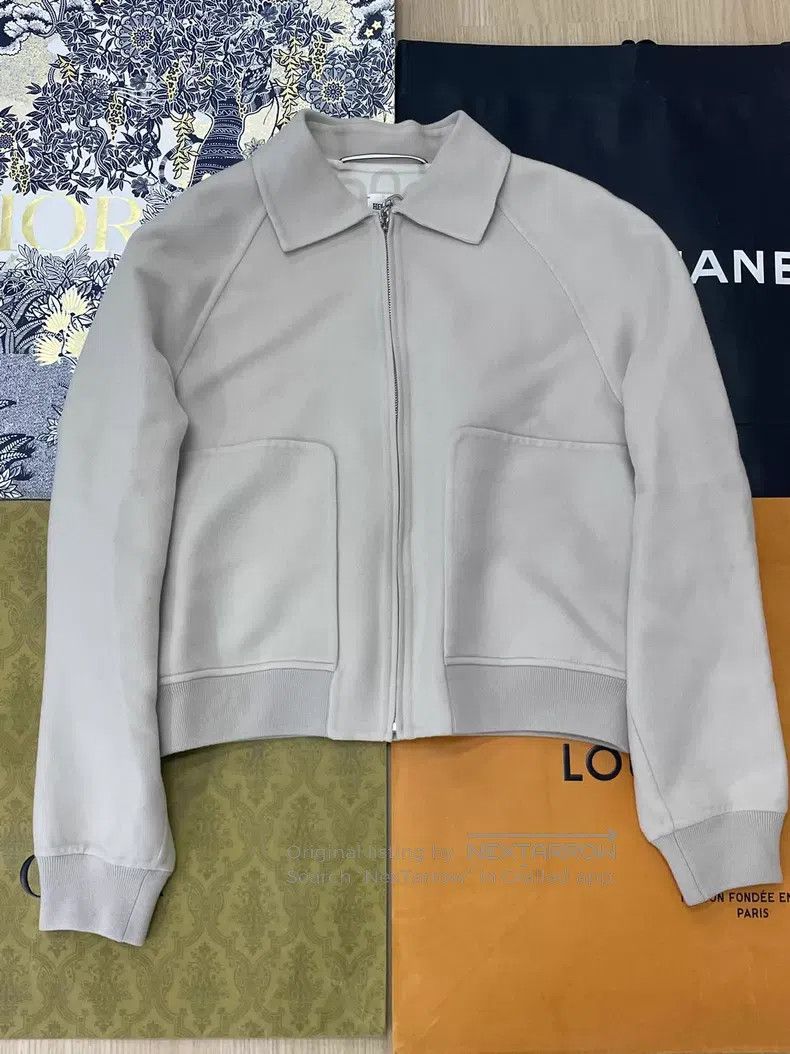 Hermes Hermes Grey Beige Lined Full Pig Nose Logo Two-Sided Cashm Size XS / US 0-2 / IT 36-38 - 1 Thumbnail