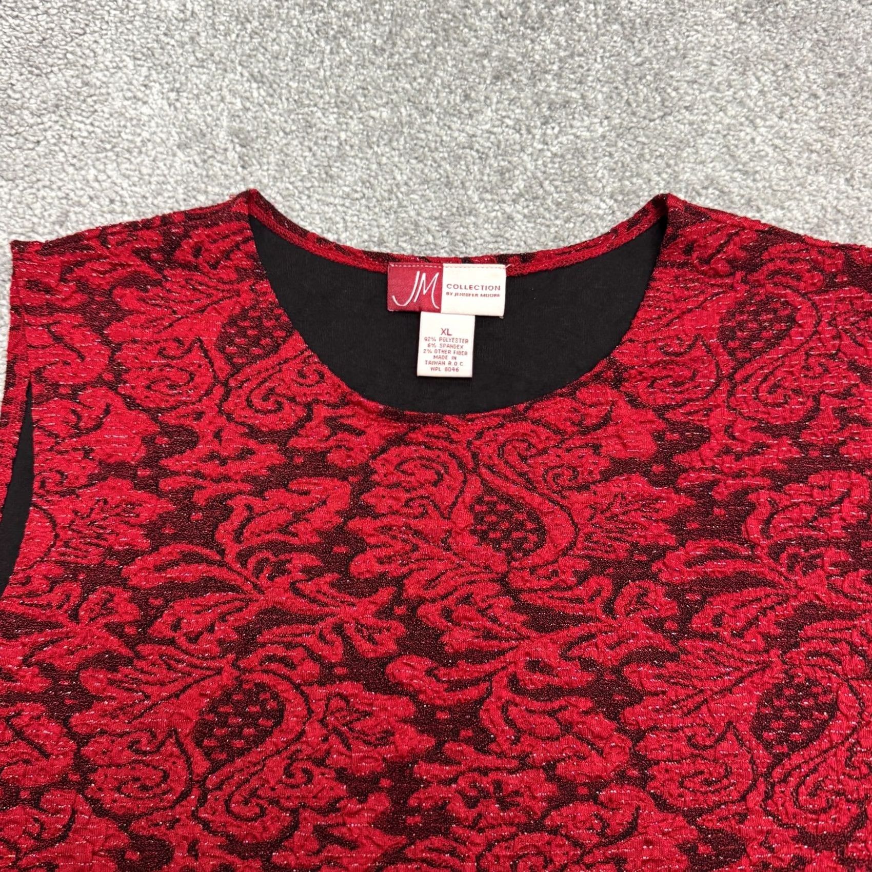 JM Collection JM Collection Jennifer Moore Paisley Shimmer Jacquard Tank Top Womens XL Red Size XL / US 12-14 / IT 48-50 - 3 Thumbnail