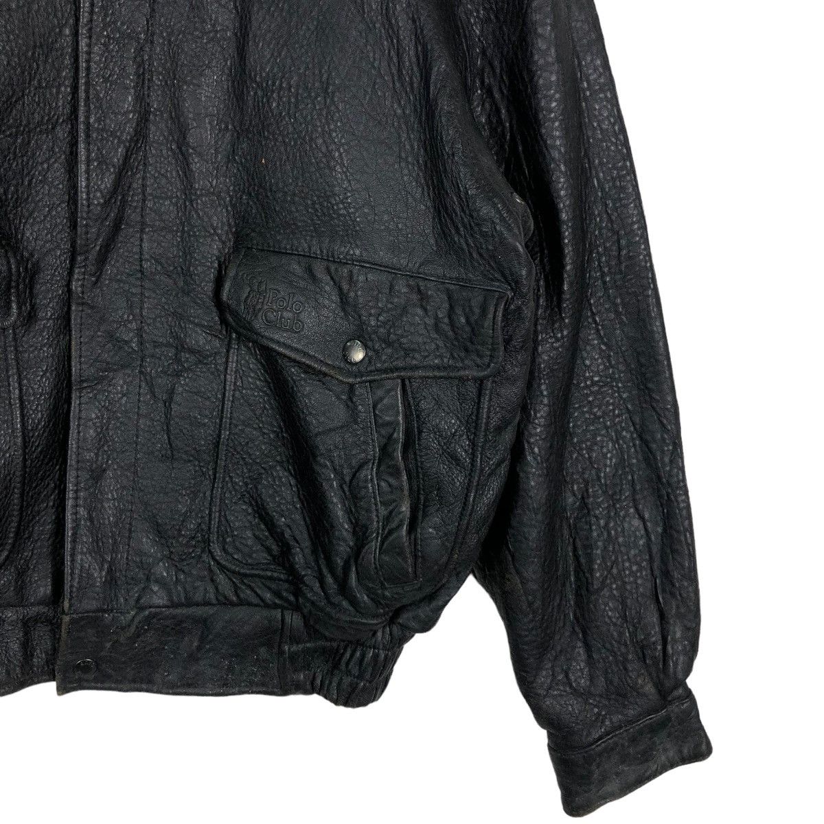 Japanese Brand RICH BLACK - VINTAGE BIKER LEATHER JACKET POLO CLUB BIGLOGO Size US M / EU 48-50 / 2 - 7 Thumbnail