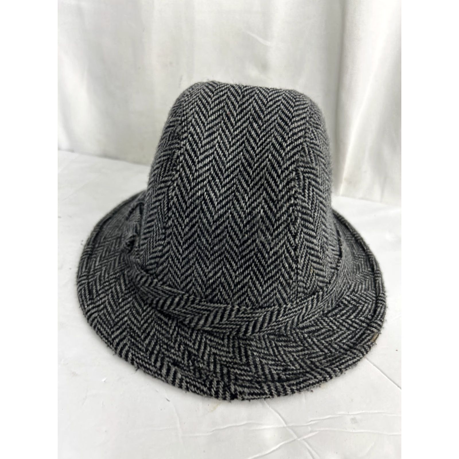 Vintage Dorfman Pacific Scala Hat Mens Large Wool Blend Herringbone Fedora Grey Vtg Size ONE SIZE - 6 Thumbnail