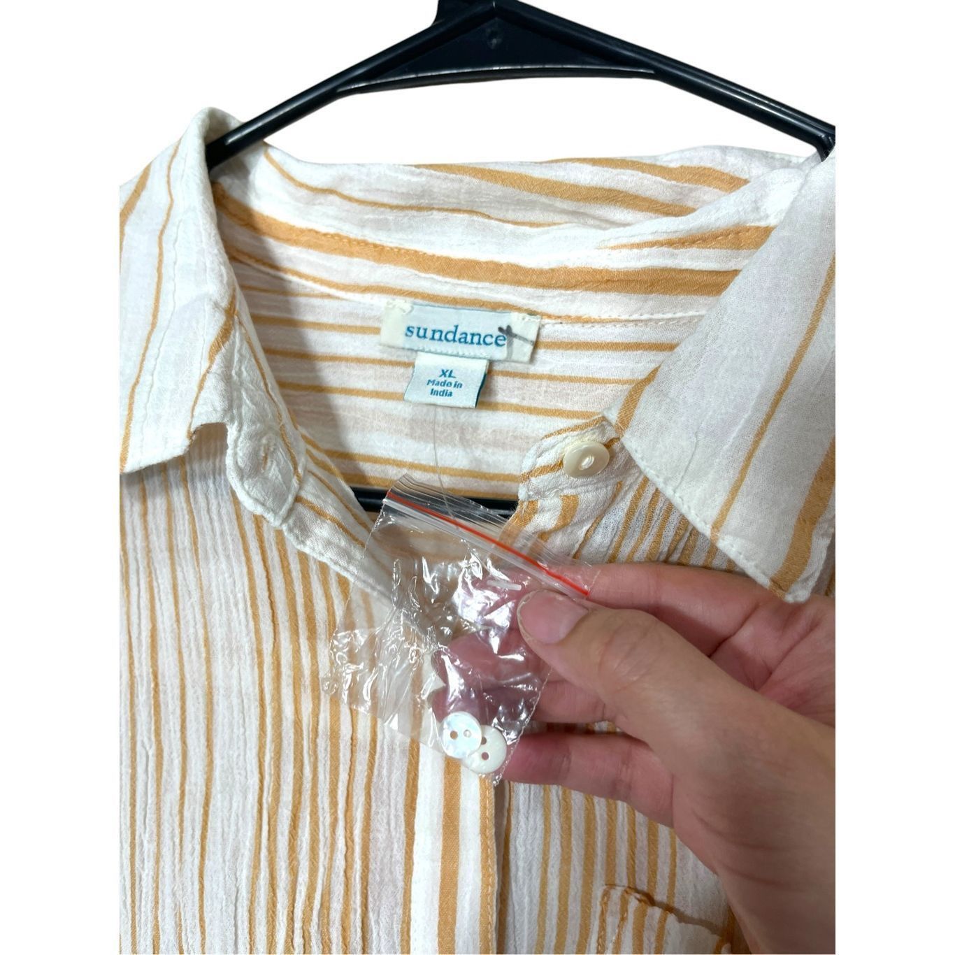Other Sundance White Orange Striped Button Down Lightweight Gauzy Size XL / US 12-14 / IT 48-50 - 7 Thumbnail