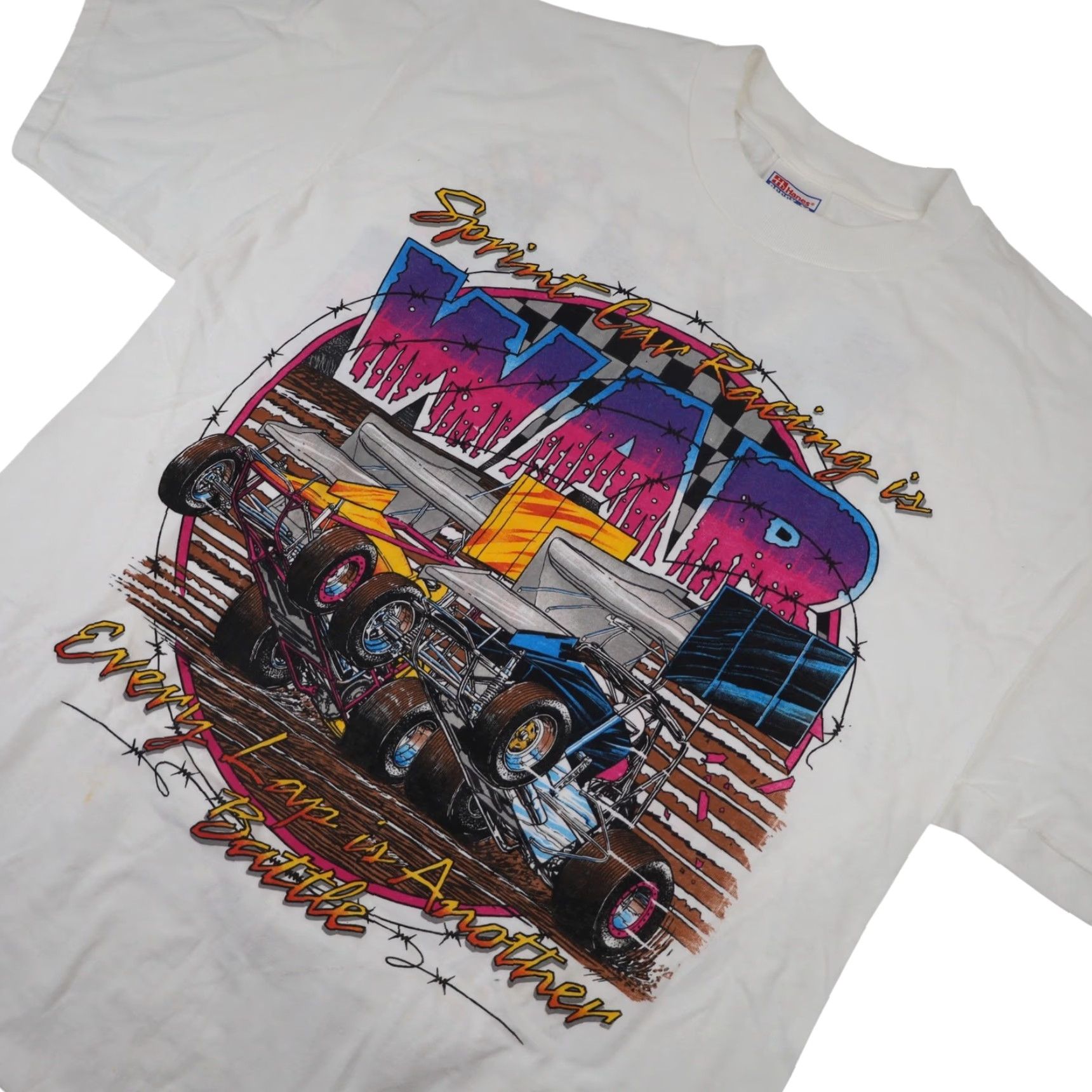 Vintage VINTAGE Manzanita Speedway Sprint Car Racing War Graphic T Shirt White L Men Size US L / EU 52-54 / 3 - 2 Thumbnail
