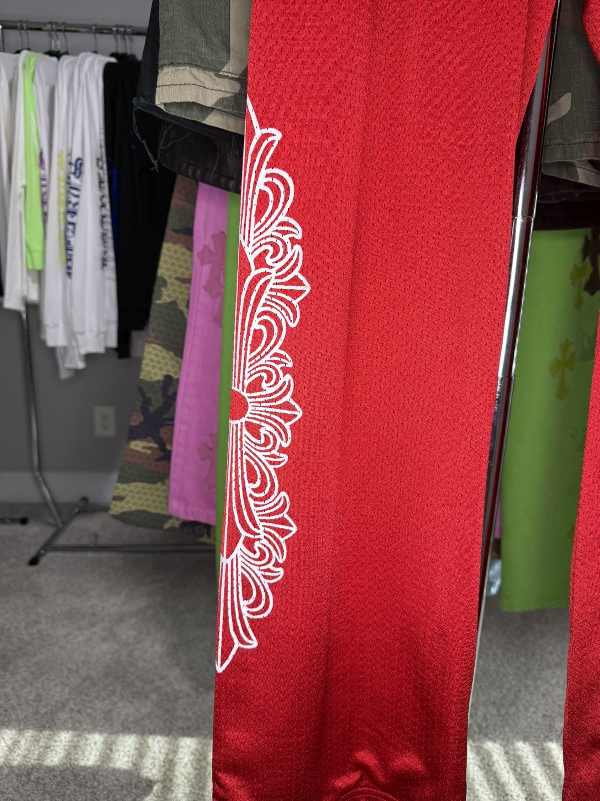 Chrome Hearts Chrome Hearts Red Mesh Floral Sweatpants Size US 32 / EU 48 - 2 Thumbnail