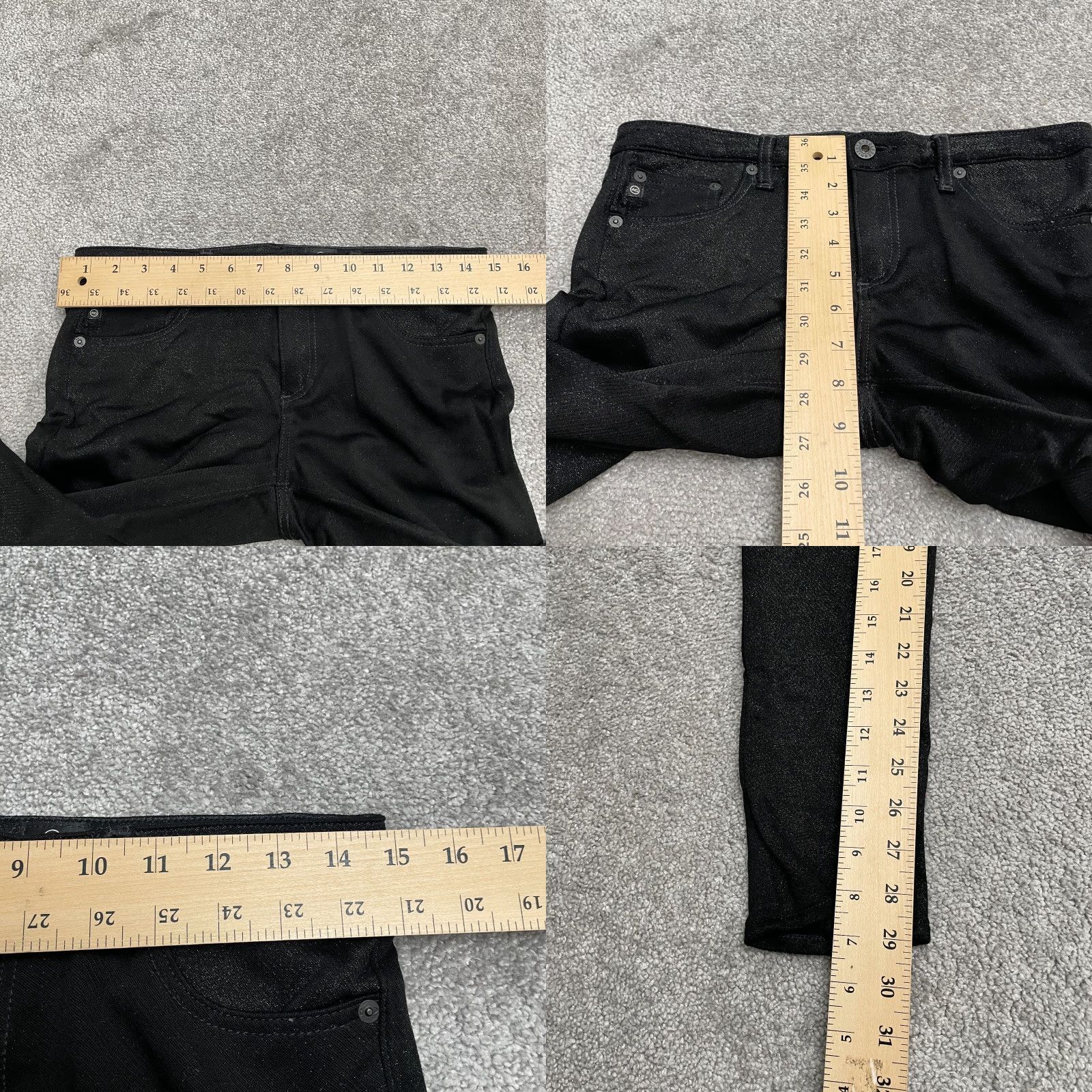 Vintage AG Adriano Goldschmied Jeans Jegging Womens 30R Black Mid Rise Glittered 30x29 Size 30" / US 8 / IT 44 - 9 Thumbnail