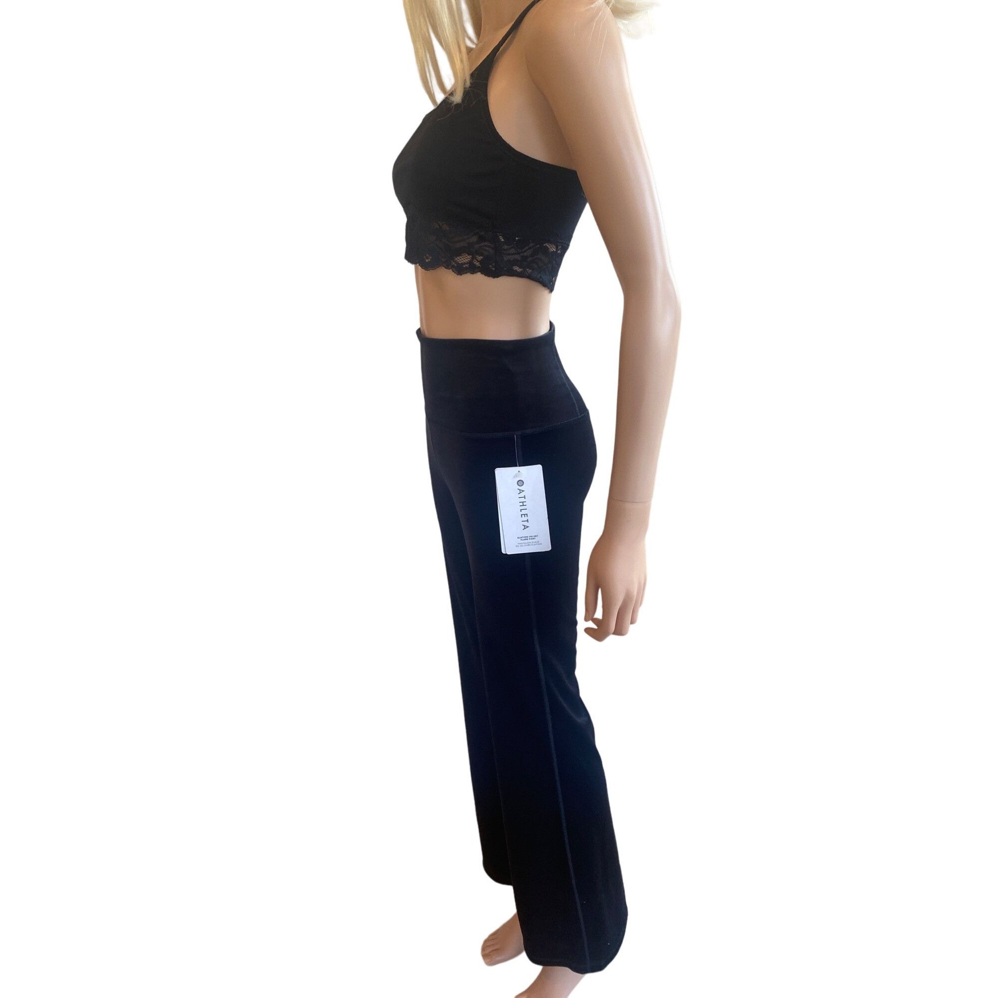 Athleta NWT Athleta XS Elation Velvet Flare Pant Black Pants High-Ri Size 26" / US 2 / IT 38 - 3 Thumbnail