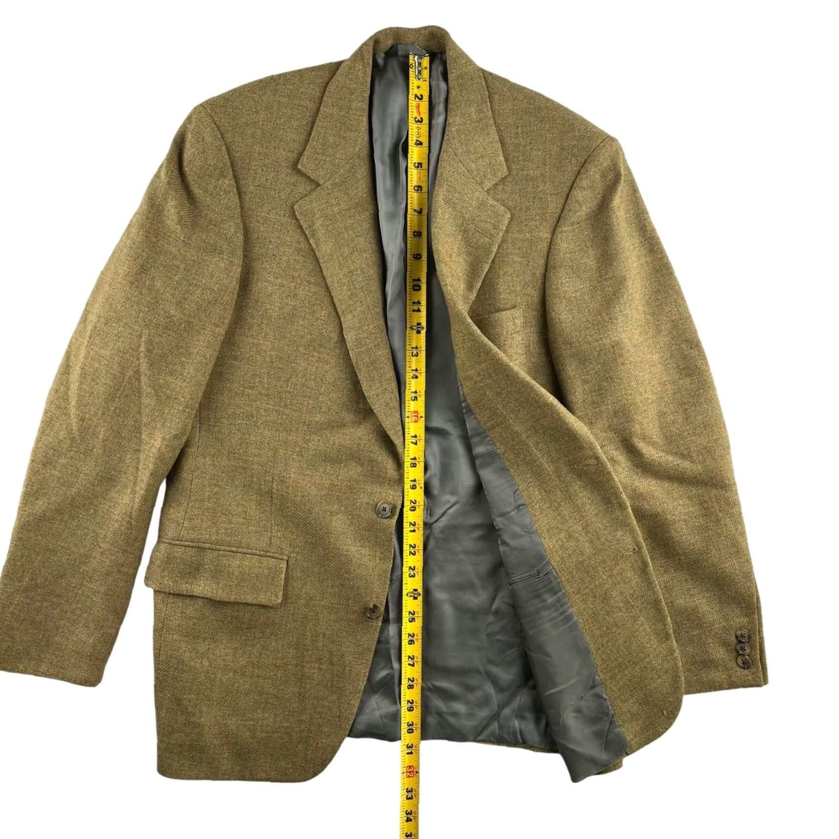 Brooks Brothers Brooks Brothers Men's Blazer Jacket Wool Tweed Tan 40 Regular USA Brown Notch Lapel 2-Button Single-Vented Mens Size 40R - 7 Thumbnail