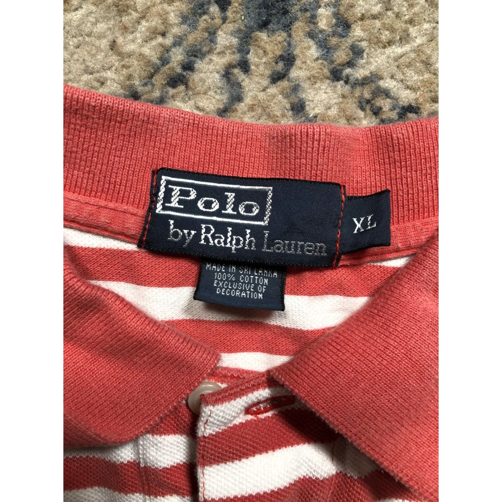 Polo Ralph Lauren VINTAGE Polo Ralph Lauren Polo Shirt Mens XL Red White Striped Cotton Pony Logo Size US XL / EU 56 / 4 - 7 Thumbnail