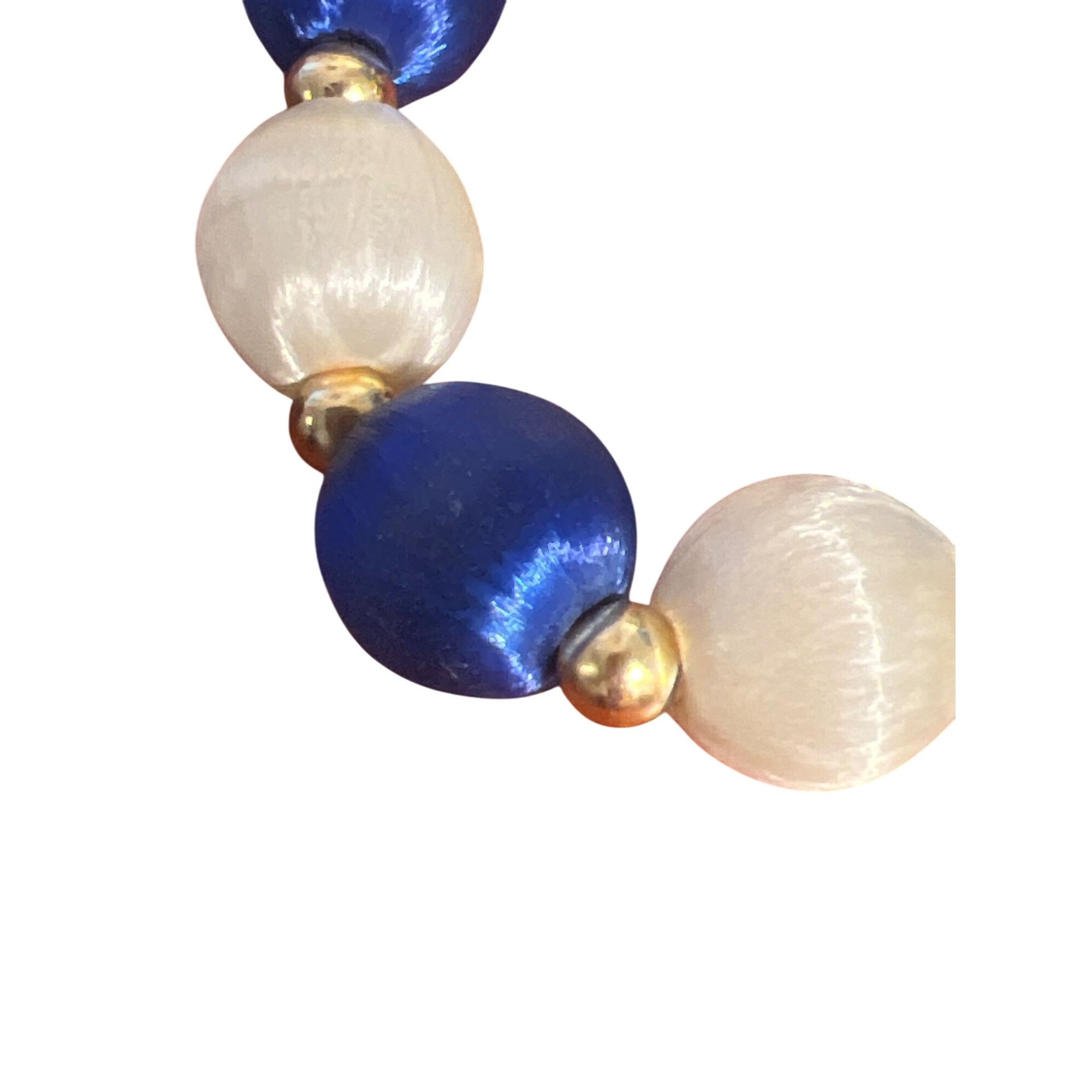 Other Vintage Blue & White Silk Thread Beaded Necklace Gold Tone S Size ONE SIZE - 4 Thumbnail