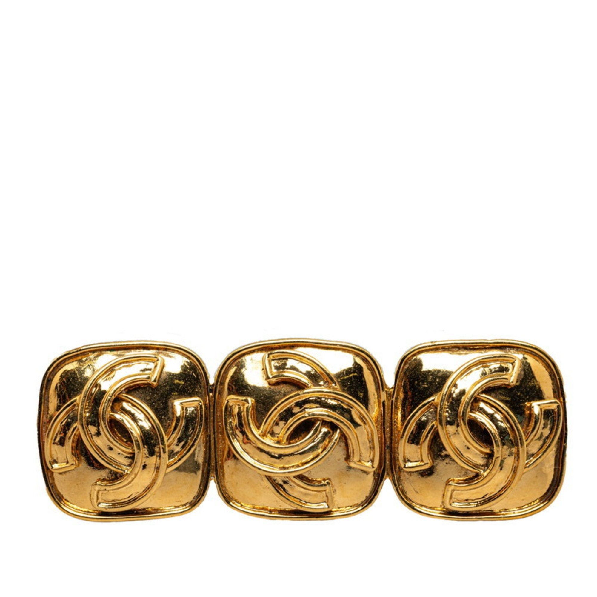 image of Chanel Triple Coco Mark Brooch Gold Plated Women's