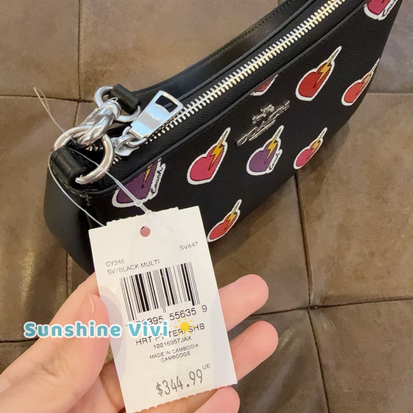 Coach Nwt Coach Teri Shoulder Bag Heart Bolt CY346 Silver/Black Size ONE SIZE - 2 Thumbnail