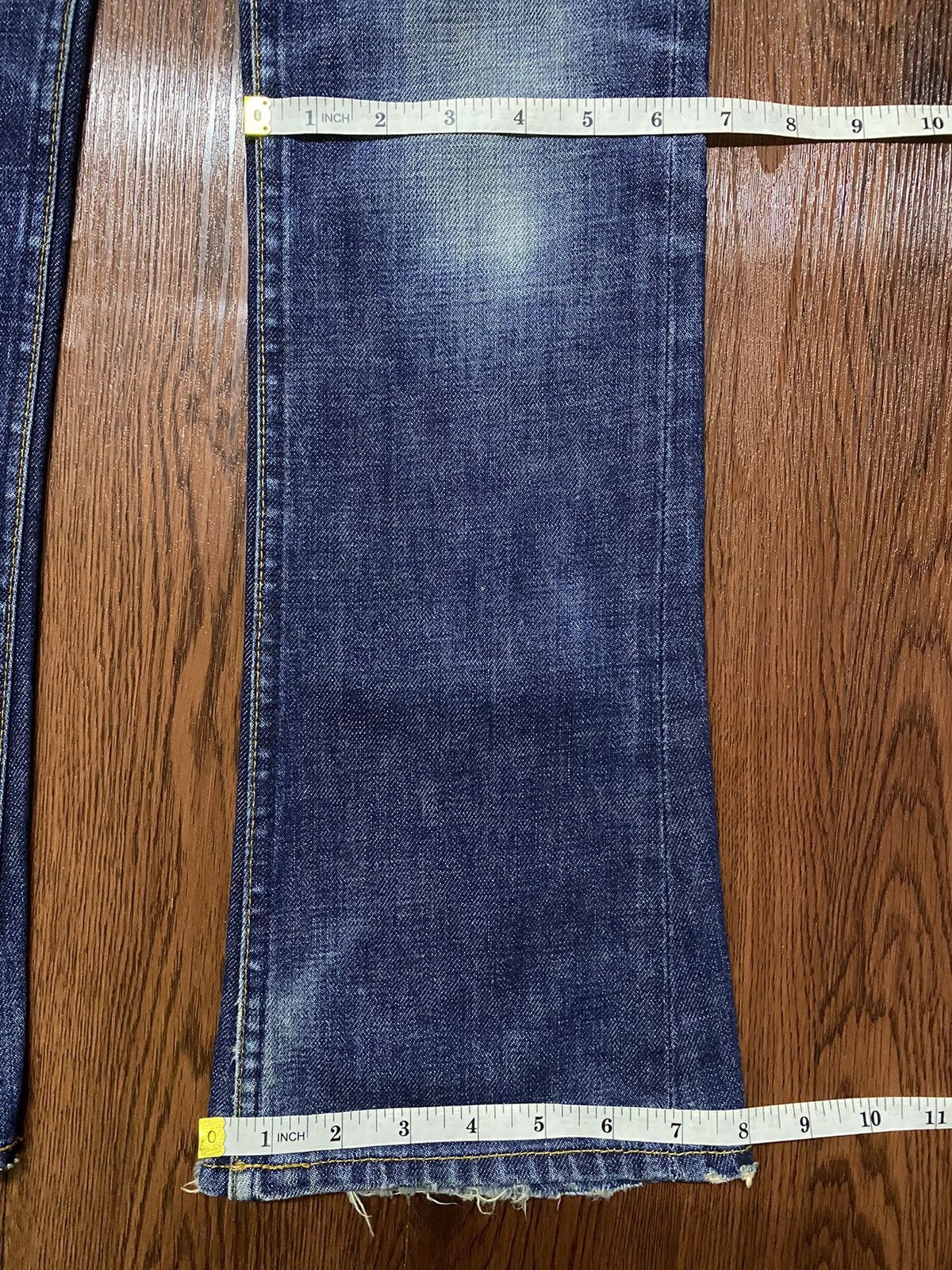 If Six Was Nine Vintage Japanese Brand Blue Wash Distressed Flare Jeans Size 28" / US 6 / IT 42 - 11 Thumbnail