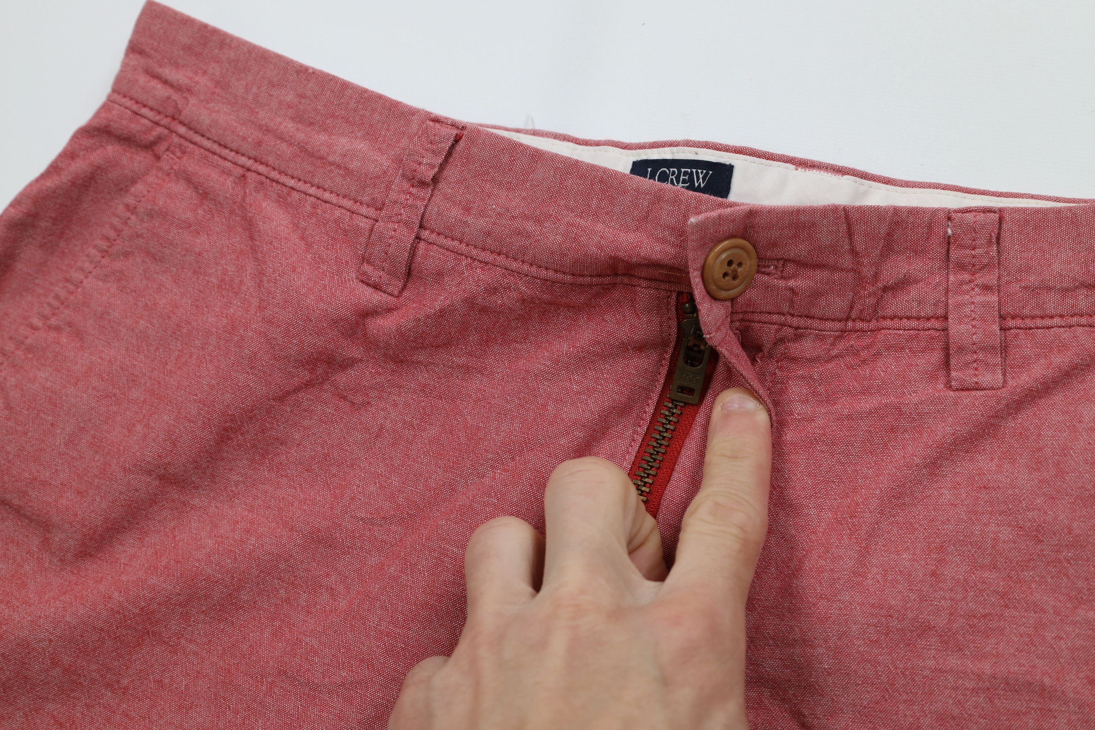 J.Crew J Crew Rivington Chambray Above Knee Chino Shorts Red Cotton Size US 31 - 5 Thumbnail